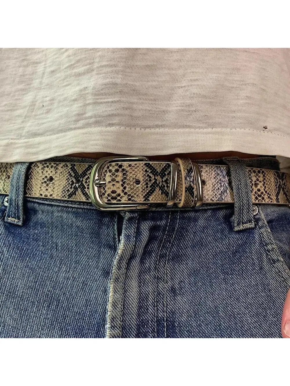 Y2K Punk Blue White Belt 41 Inch